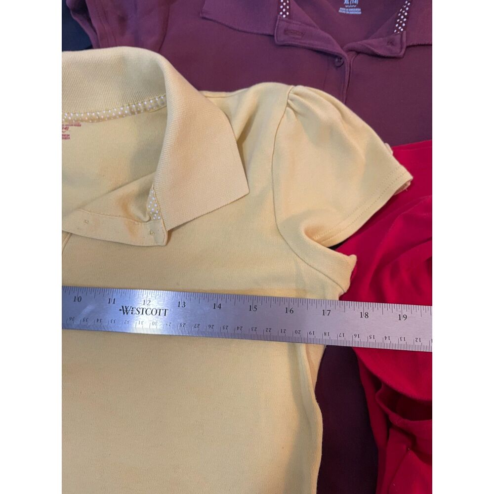 6 Girls School Uniform Polo Shirts XL14